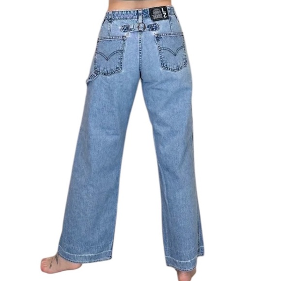Y2K Levi's L2 Jeans 12 Wide Leg Skater Back Buckle Blue Tab High Rise - Picture 5 of 13